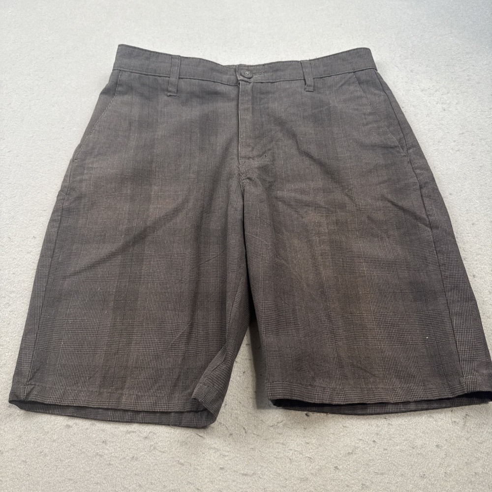 BURNSIDE SHORTS 18/28 HERRINGBONE GRAY BLACK MENS